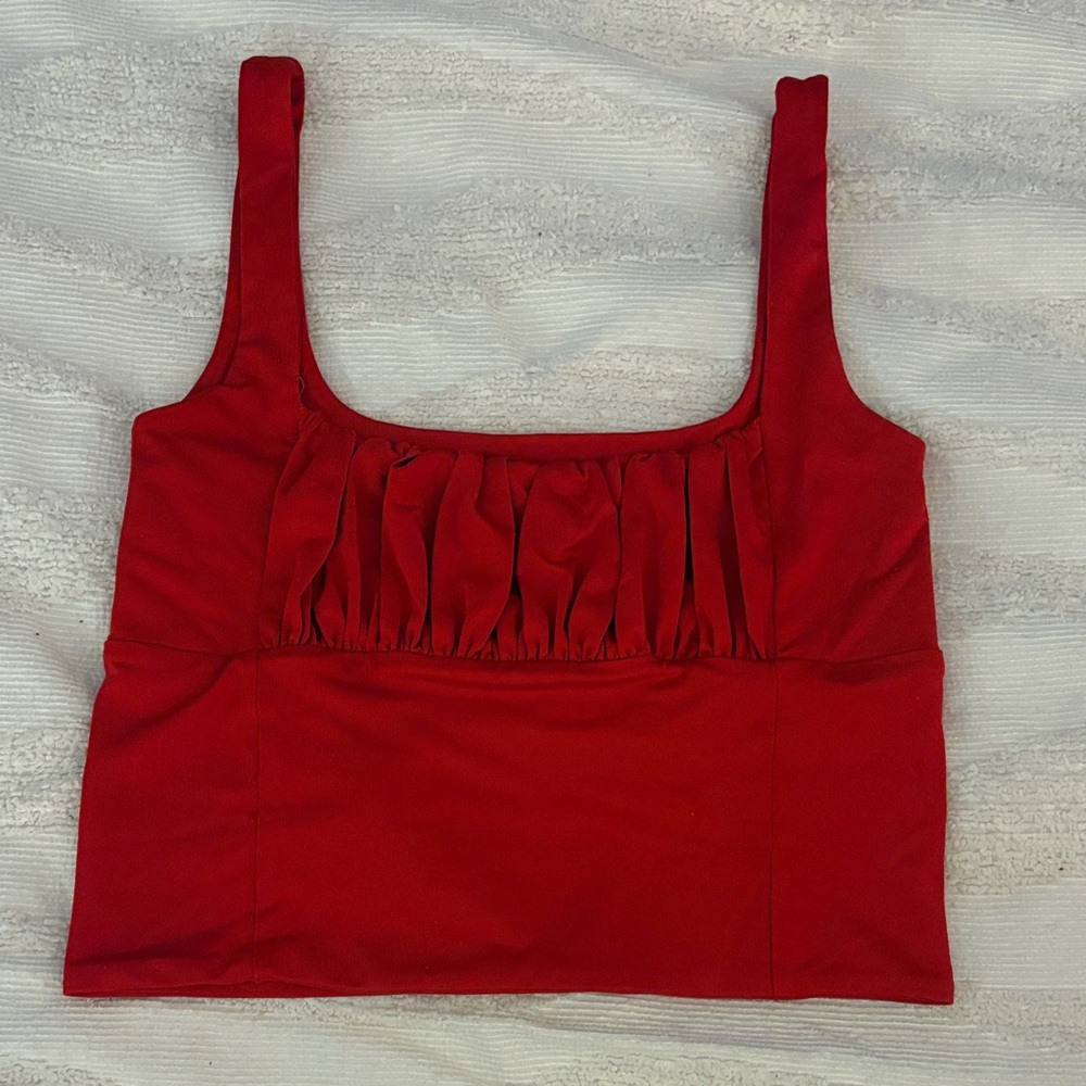 Skylar and Madison red ruched crop top